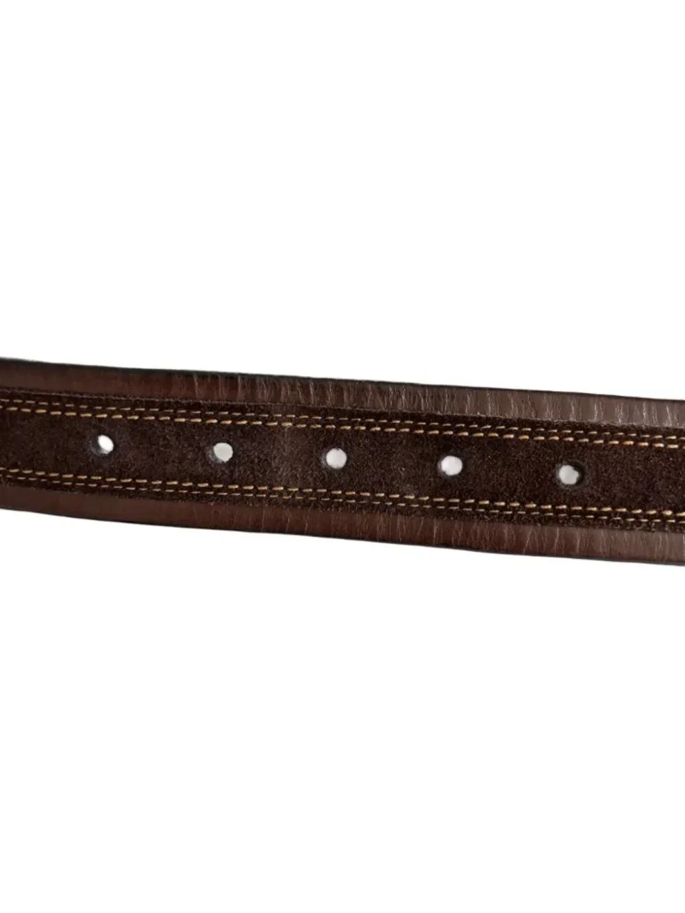 JOHNSTON & MURPHY Stitched Suede Overlay Brown Leather Belt MEN'S 38